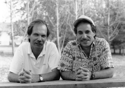 Pokeweed Press founders Frank B. Edwards sits beside John Bianchi in 1993.